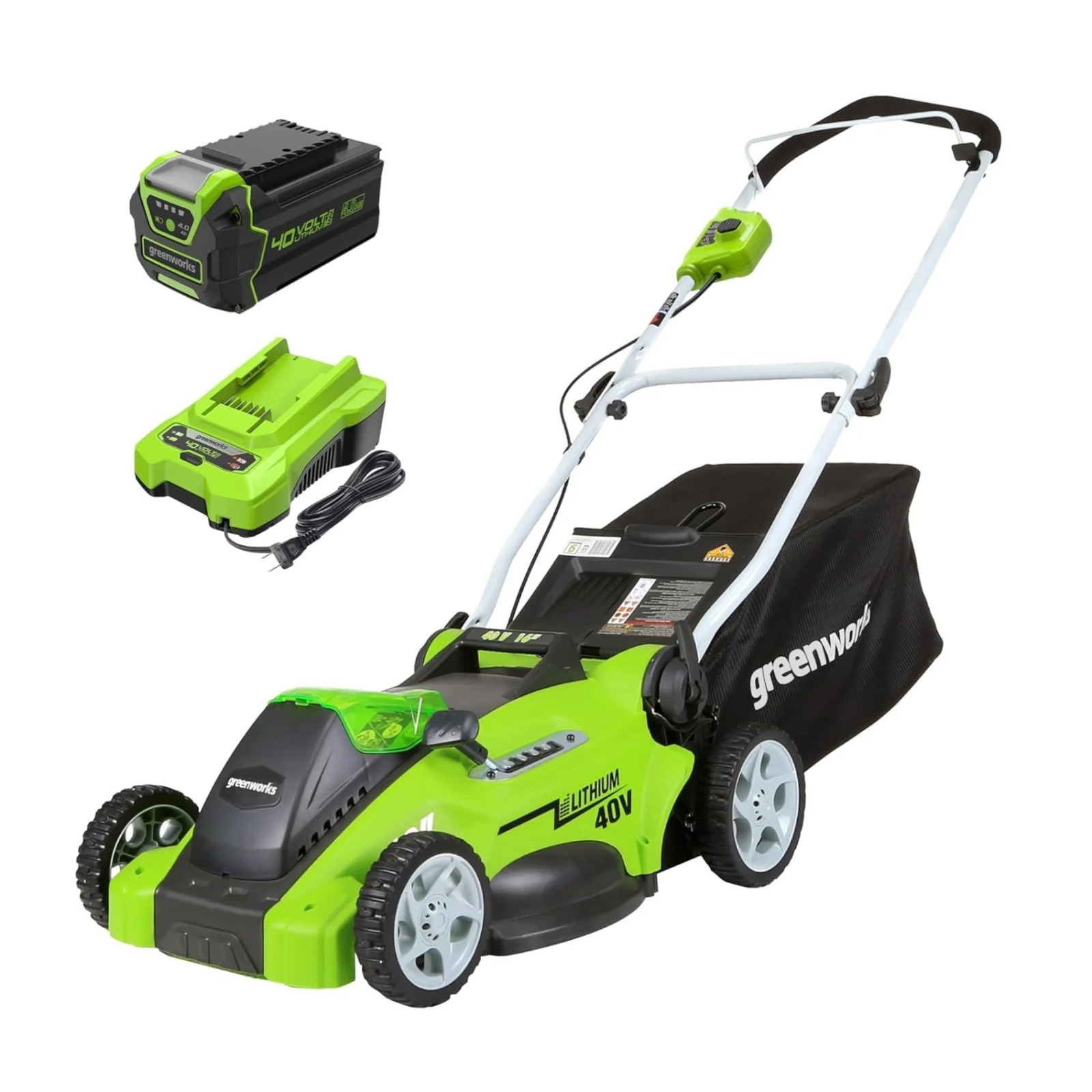 40V 16" Cordless Battery Push Lawn Mower w/ 4.0Ah Battery & Charger, LM1604 - Image 1
