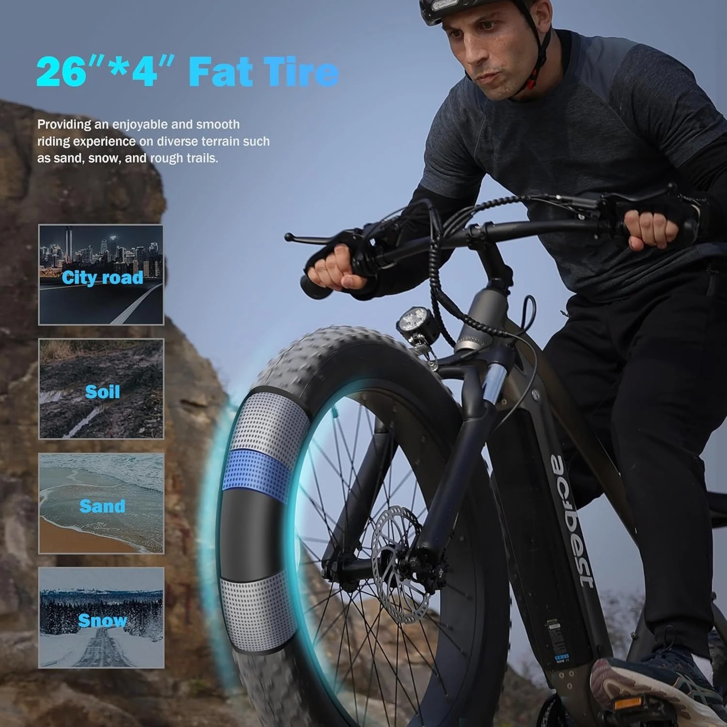 All-Terrain Mountain Ebike 1400W Power &amp; 65mi Ranges. thumbnail 4