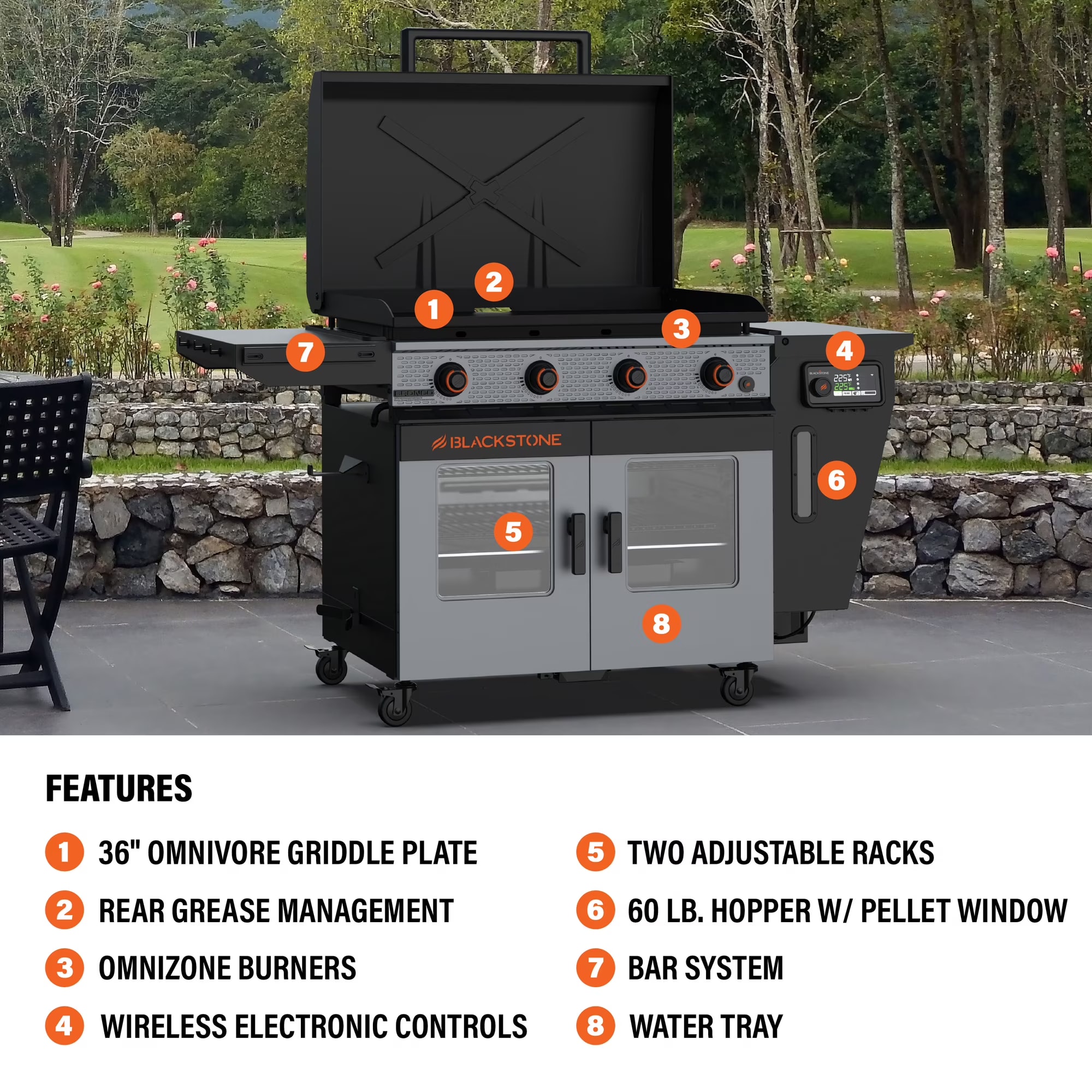 Blackstone Bronco 36 in. Griddle and Vertical Pellet Smoker Combo thumbnail 3