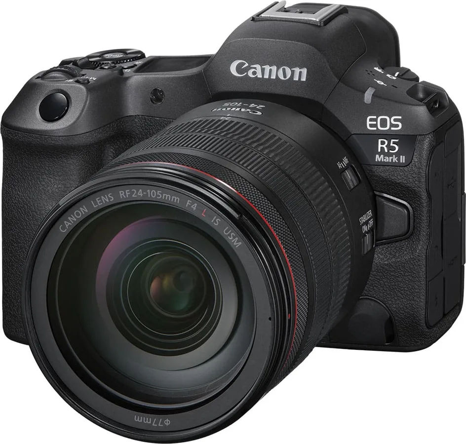 Canon EOS R5 Mark II 8K Mirrorless Camera with RF24-105mm F4 L IS USM Lens, Black - Image 1