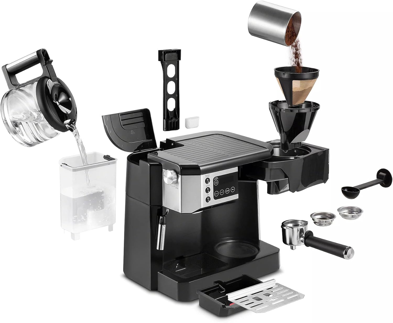 De’Longhi COM530M – Digital All-in-One Combination Coffee and Espresso Machine – Black and Stainless Steel thumbnail 2