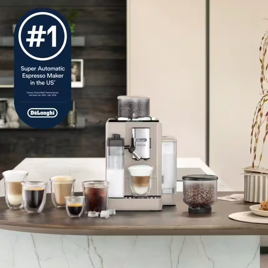 De'Longhi Rivelia Fully Automatic Espresso Machine, Sand Beige – 18 One-Touch Drinks, Built-In Grinder thumbnail 3