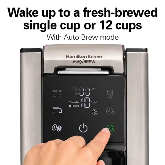 Hamilton Beach FlexBrew 5-in-1 Coffee Maker, Hot or Iced, Single Serve Pod or Coffee Grounds, 12-Cup Coffee Pot, Black thumbnail 4
