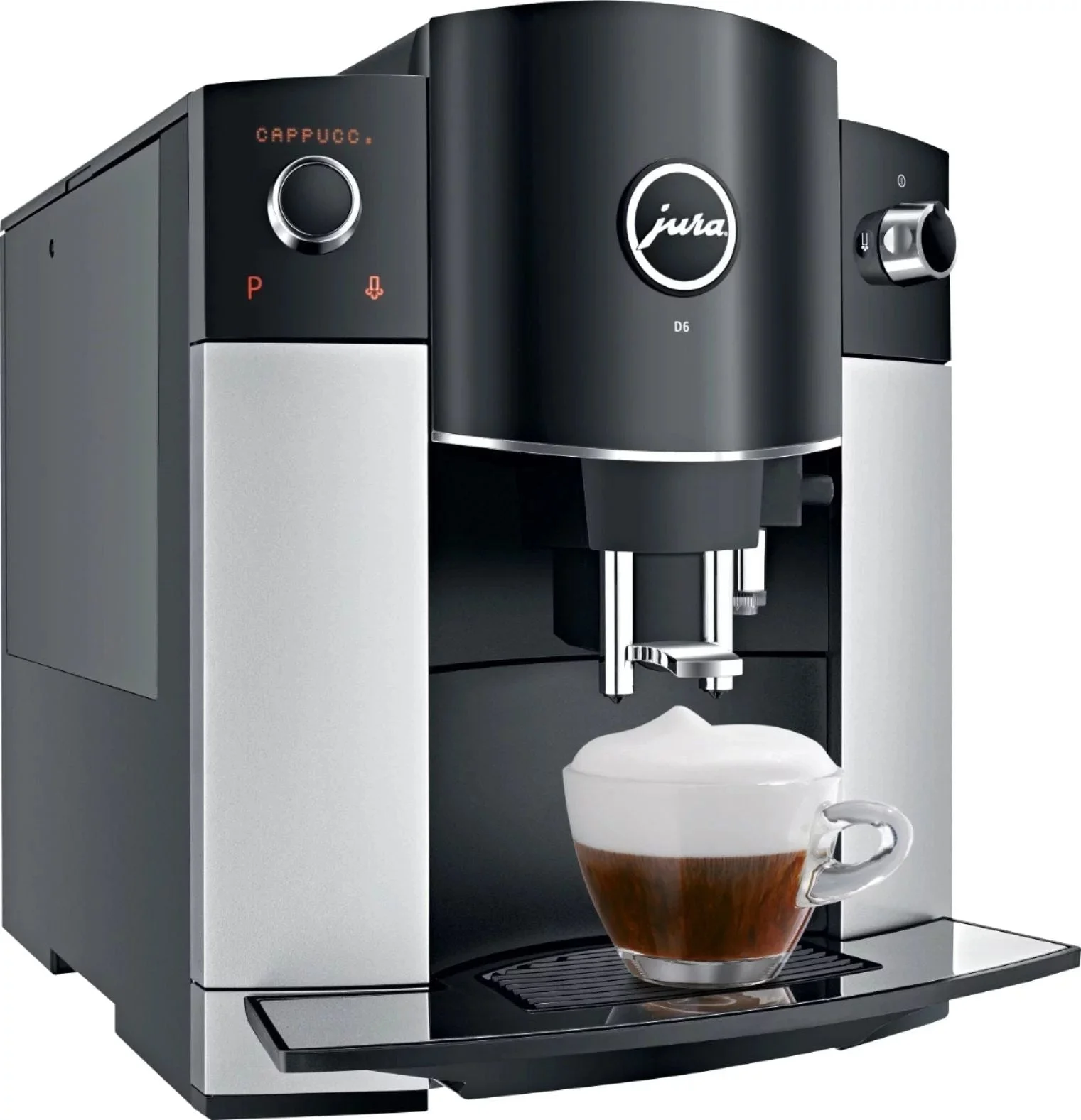 JURA D6 Automatic Coffee Machine & Espresso Maker – Platinum, One-Touch Cappuccino thumbnail 3