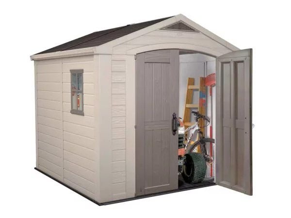 Keter Factor 8×8 ft. Resin Outdoor Storage Shed, Taupe-Brown (213563) thumbnail 2