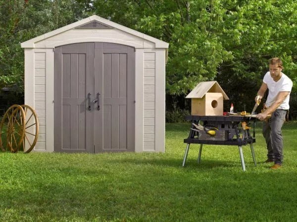 Keter Factor 8×8 ft. Resin Outdoor Storage Shed, Taupe-Brown (213563) thumbnail 5