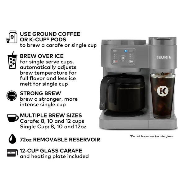 Keurig K-Duo Essentials Hot and Iced Single-Serve K-Cup Pod Coffee Maker and Carafe - Moonlight Grey thumbnail 3