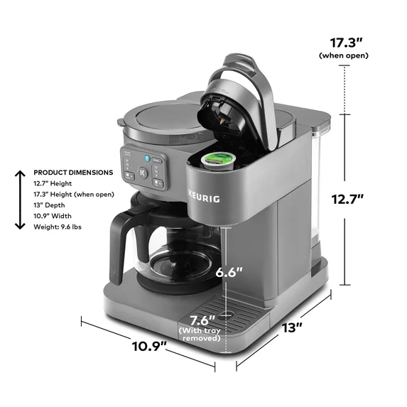 Keurig K-Duo Essentials Hot and Iced Single-Serve K-Cup Pod Coffee Maker and Carafe - Moonlight Grey thumbnail 6