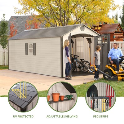Lifetime 8 ft. × 20 ft. Outdoor Storage Shed, Desert Sand (60120) thumbnail 4
