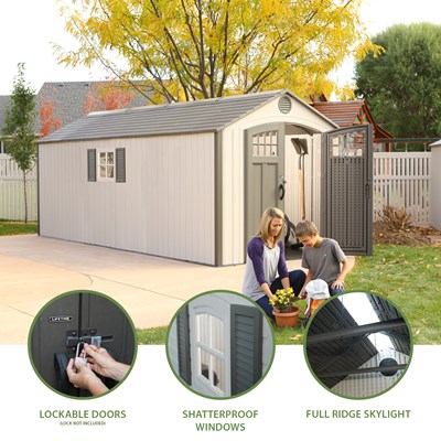 Lifetime 8 ft. × 20 ft. Outdoor Storage Shed, Desert Sand (60120) thumbnail 5