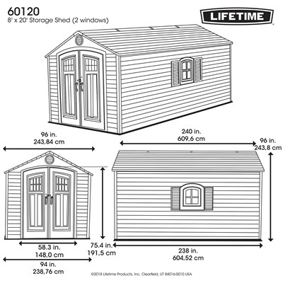 Lifetime 8 ft. × 20 ft. Outdoor Storage Shed, Desert Sand (60120) thumbnail 14