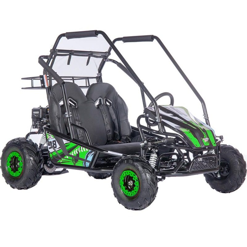 MotoTec Mud Monster XL 212cc 2 Seat Gas Go Kart - Full Suspension - Green - Image 1