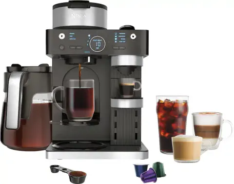 Ninja Espresso and Coffee Barista System, Single Serve and Nespresso, with 12-Cup Carafe - Black