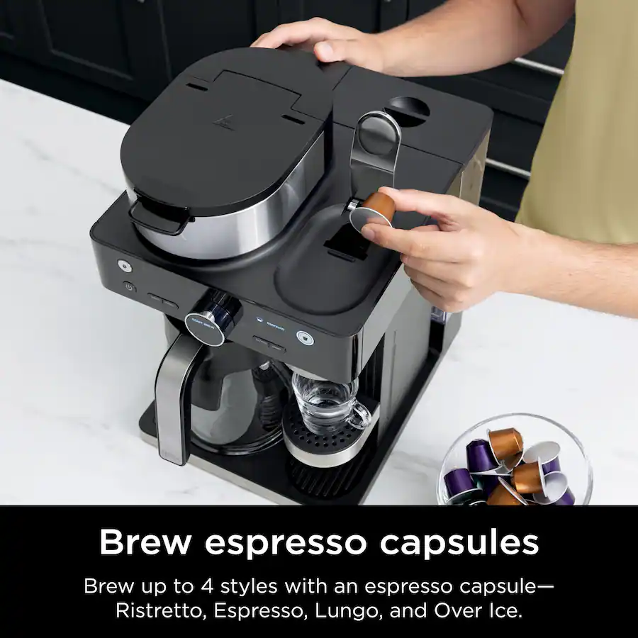 Ninja Espresso and Coffee Barista System, Single Serve and Nespresso, with 12-Cup Carafe - Black thumbnail 12