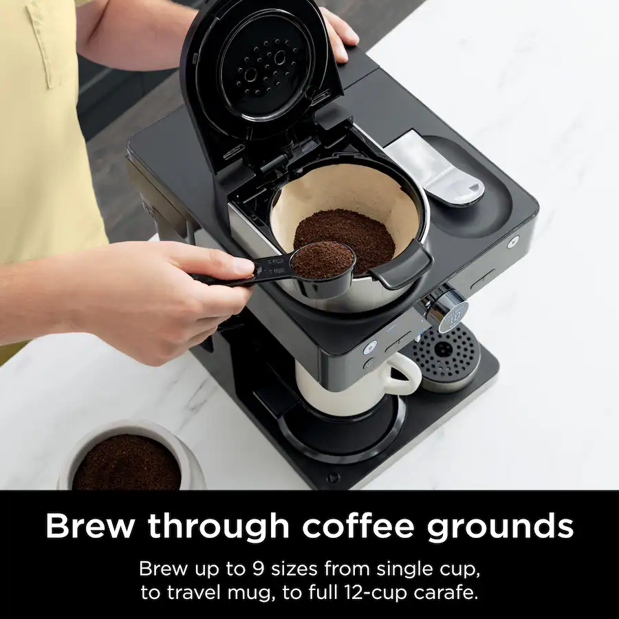 Ninja Espresso and Coffee Barista System, Single Serve and Nespresso, with 12-Cup Carafe - Black thumbnail 13
