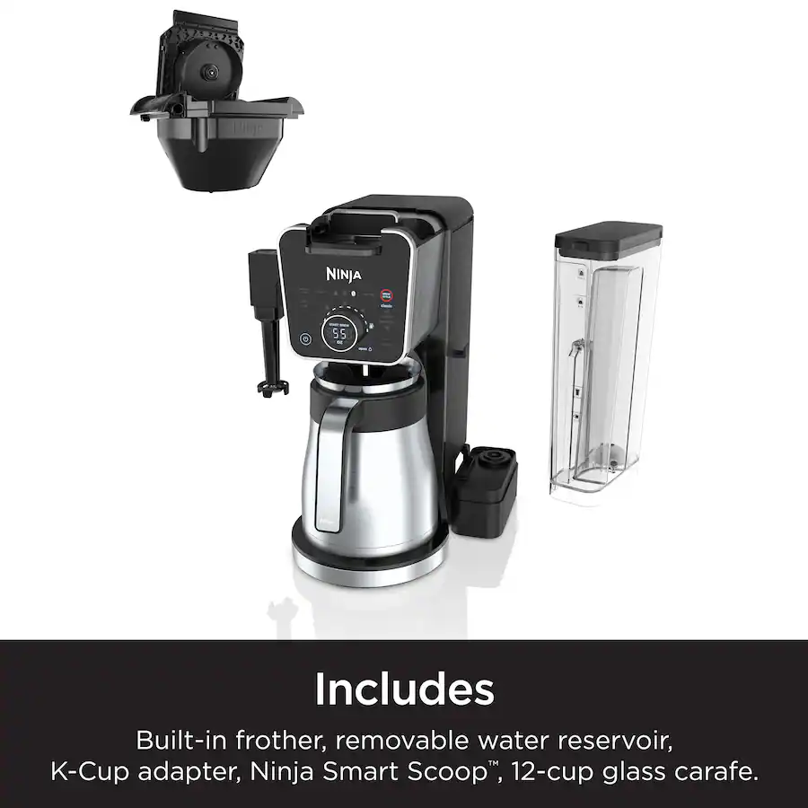 Ninja DualBrew PRO 12-Cup Specialty Coffee System with Thermal Carafe, K-Cup Compatible, Hot Water System and Frother - Black/Silver thumbnail 8