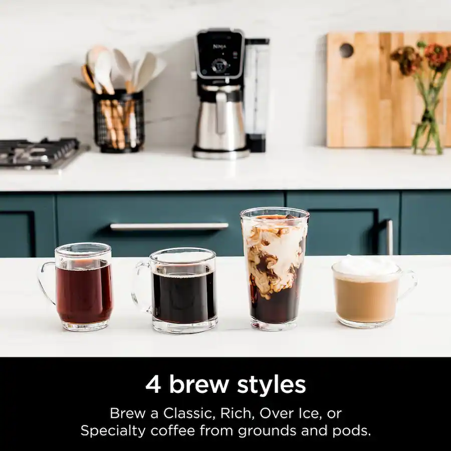 Ninja DualBrew PRO 12-Cup Specialty Coffee System with Thermal Carafe, K-Cup Compatible, Hot Water System and Frother - Black/Silver thumbnail 18