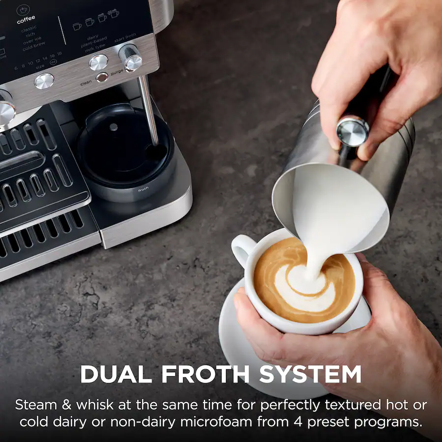 Ninja Luxe Café Premier Series 3-in-1 Espresso, Coffee and Cold Brew Machine with Grinder, Scale and Hands-Free Frother - Stainless Steel thumbnail 3