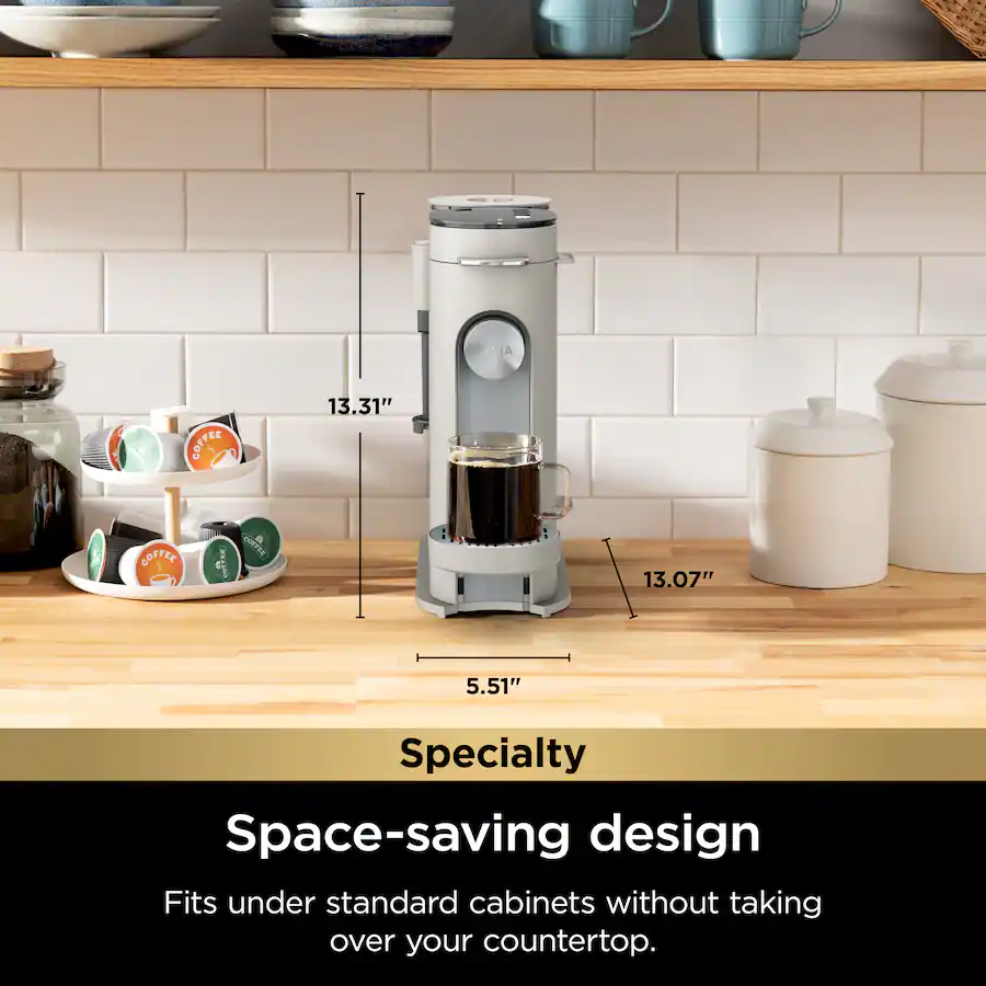 Ninja Pods and Grounds Specialty Single-Serve Iced Coffee Maker, K-Cup Pod Compatible with Foldaway Milk Frother - Stone thumbnail 5