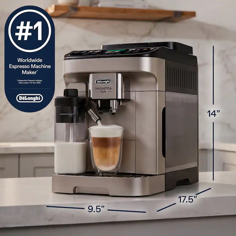De'Longhi Magnifica Duo Fully Automatic Coffee and Espresso Machine, Silver thumbnail 2