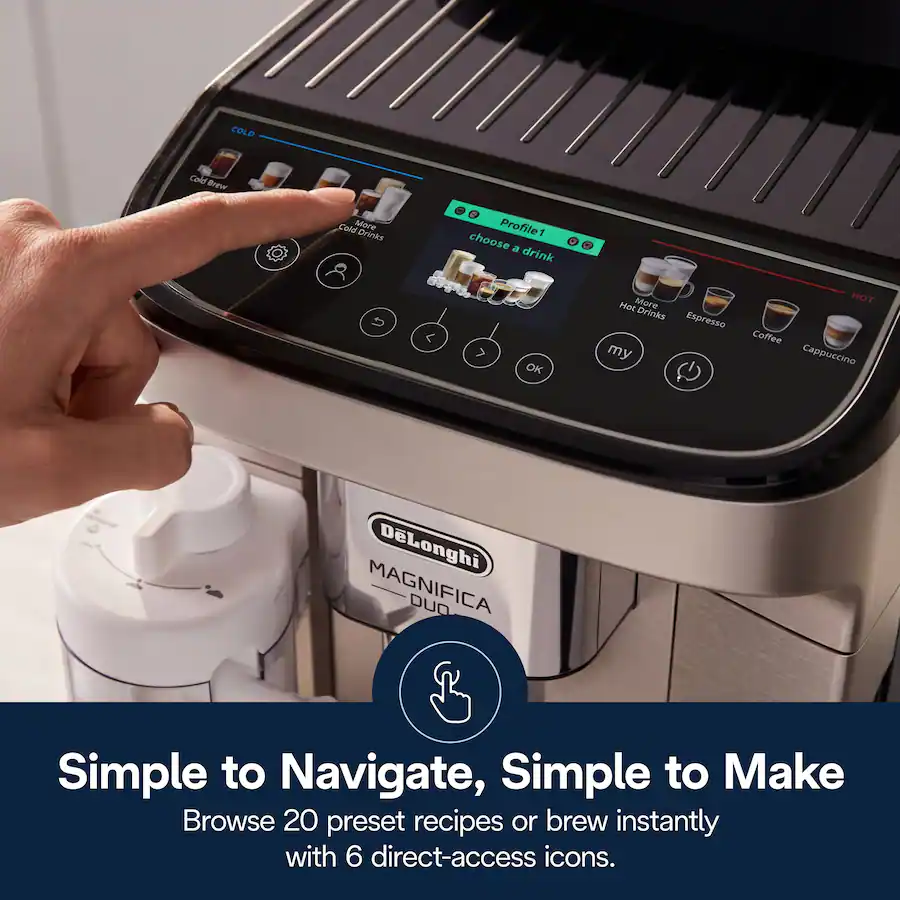 De'Longhi Magnifica Duo Fully Automatic Coffee and Espresso Machine, Silver thumbnail 3