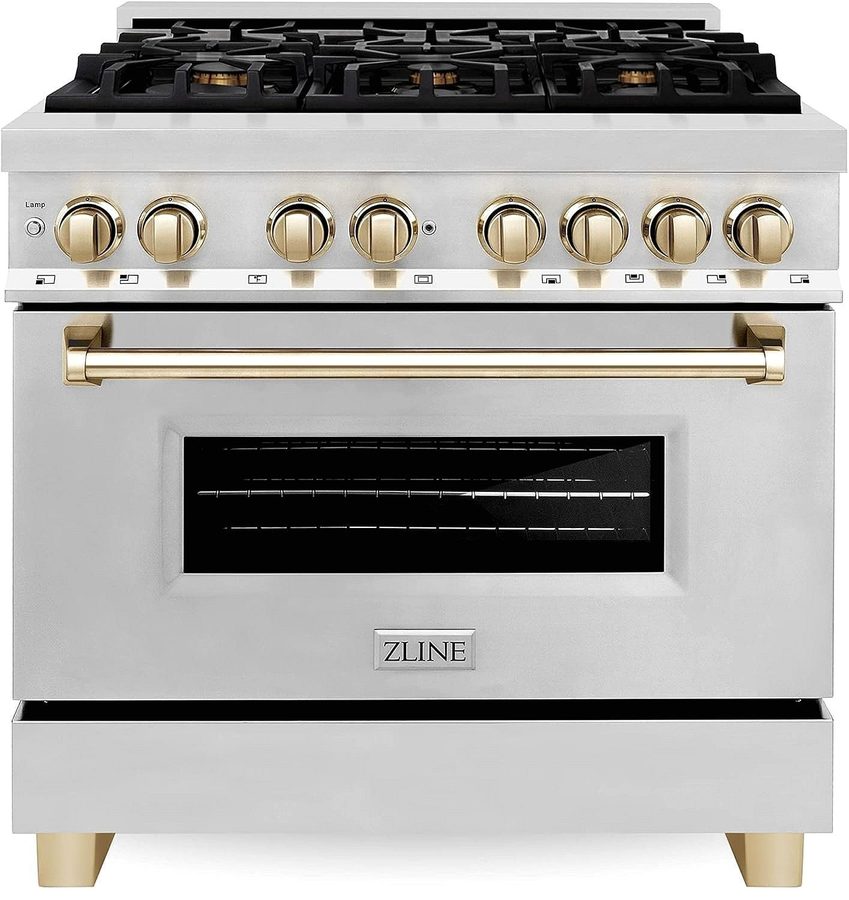 ZLINE Autograph Edition 36 in. Dual-Fuel Range with Gold Accents (RAZ-36-G) - Image 1
