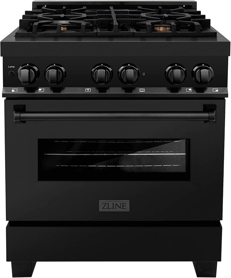ZLINE Legacy 30 in. Dual-Fuel Range with Brass Burners, Black Stainless Steel (RAB-BR-30) - Image 1